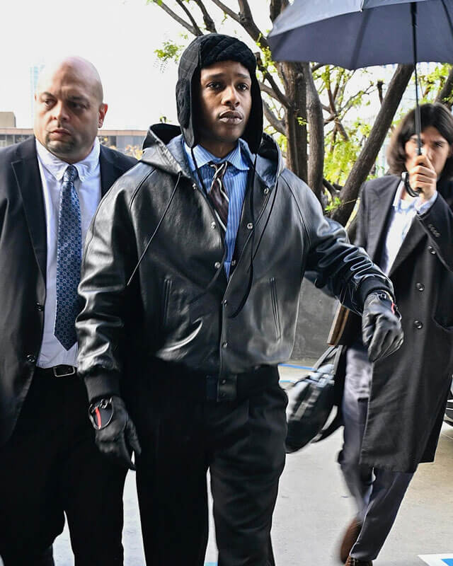 A$AP Rocky Black Hooded Leather Jacket