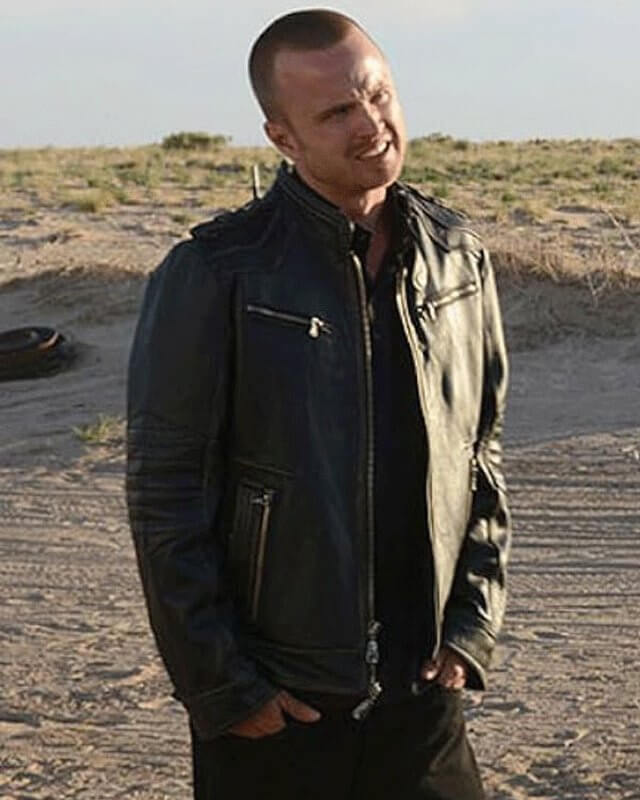 Aaron Paul The Breaking Bad Black Leather Jacket