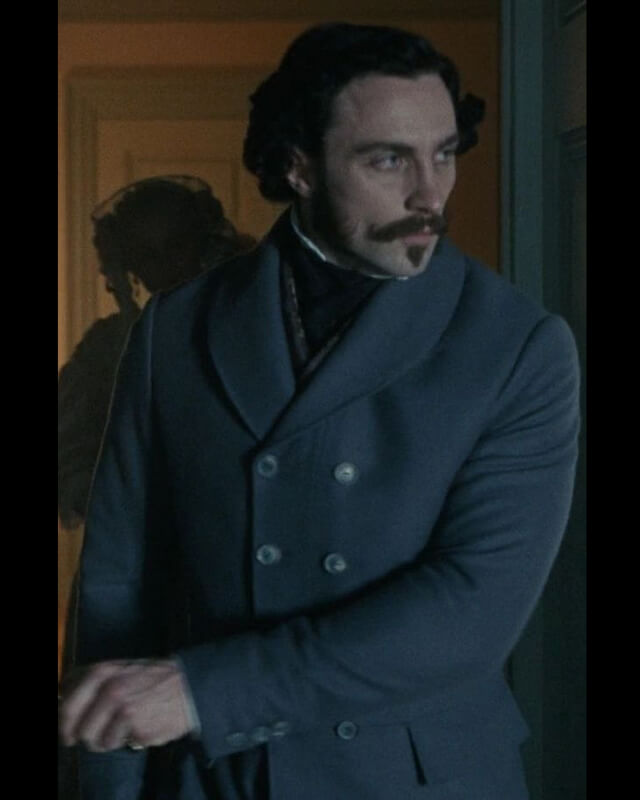 Aaron Taylor Johnson Nosferatu Blue Wool Coat