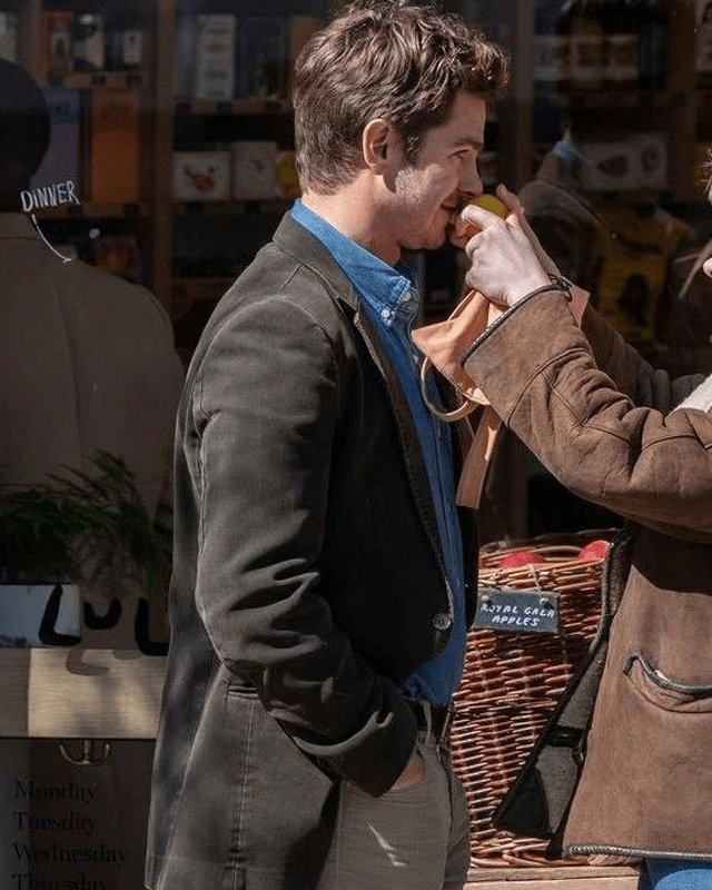 Andrew Garfield We Live In Time Gray Coat