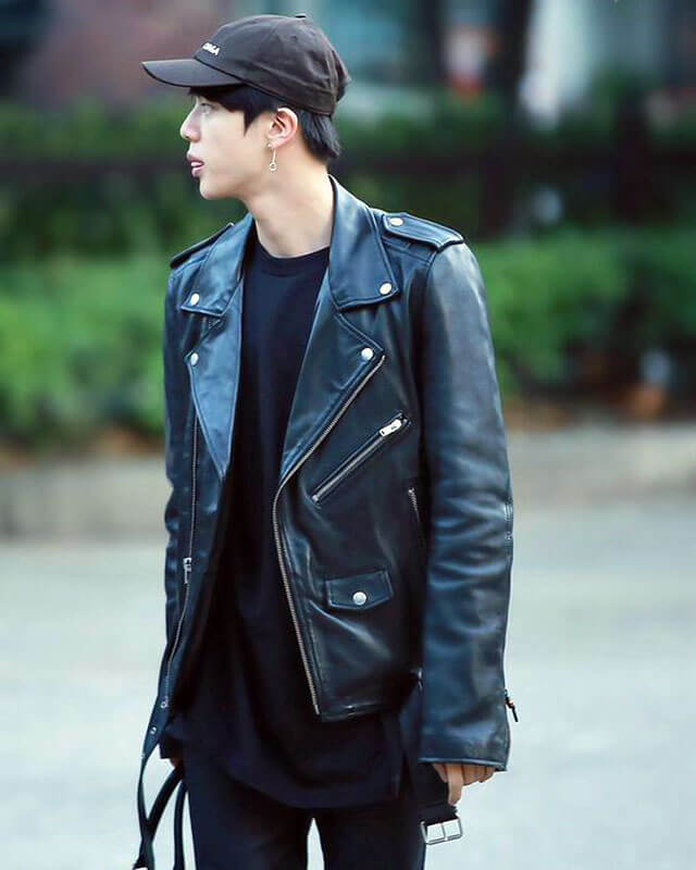BTS Seok Jin Biker Leather Jacket