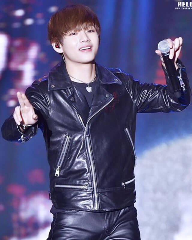 BTS V Black Biker Leather Jacket