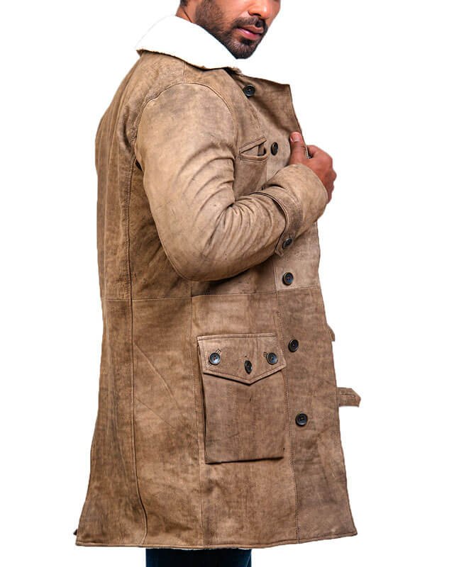 Bane Dark Knight Rises Brown Shearling Coat