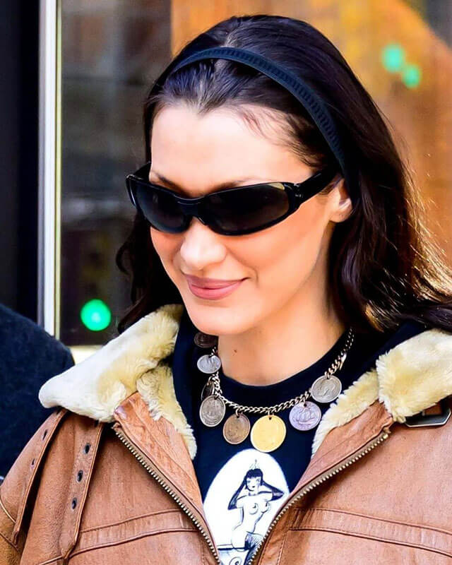Bella Hadid Brown Shearling Leather Jacket