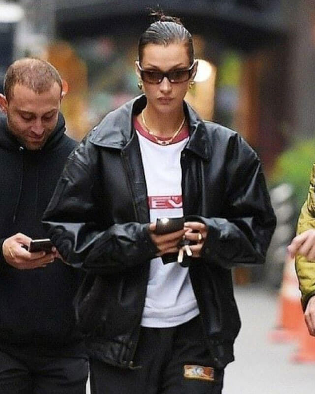 USA Bella Hadid Oversized Leather Jacket