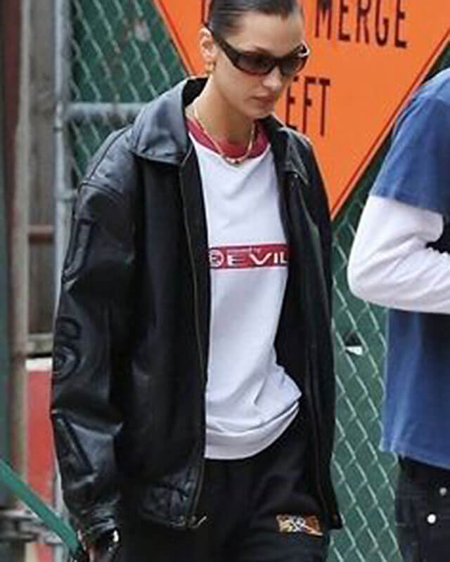 Bella Hadid USA Leather Jacket