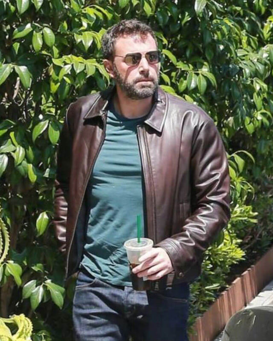 Ben Affleck Brown Sheepskin Leather Jacket