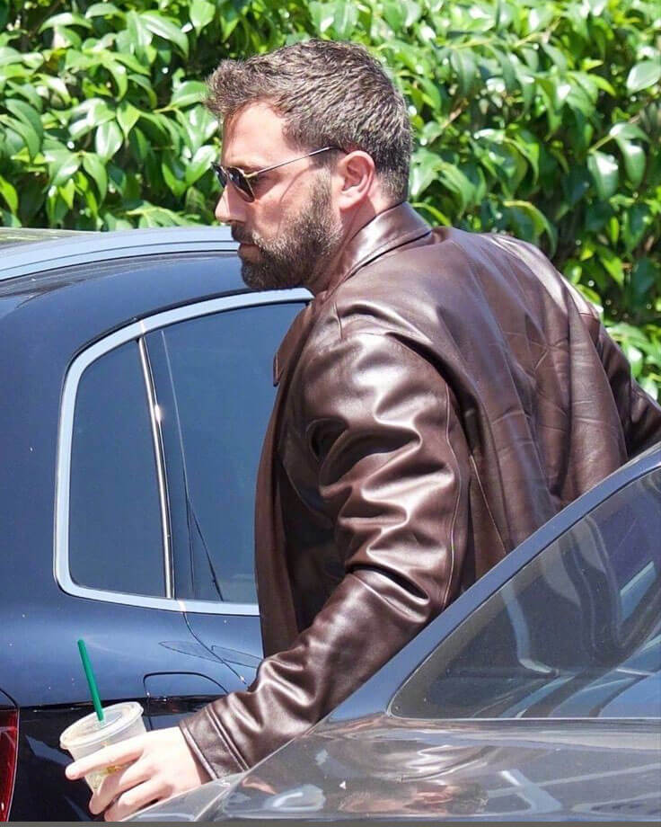 Ben Affleck Leather Jacket in Brown
