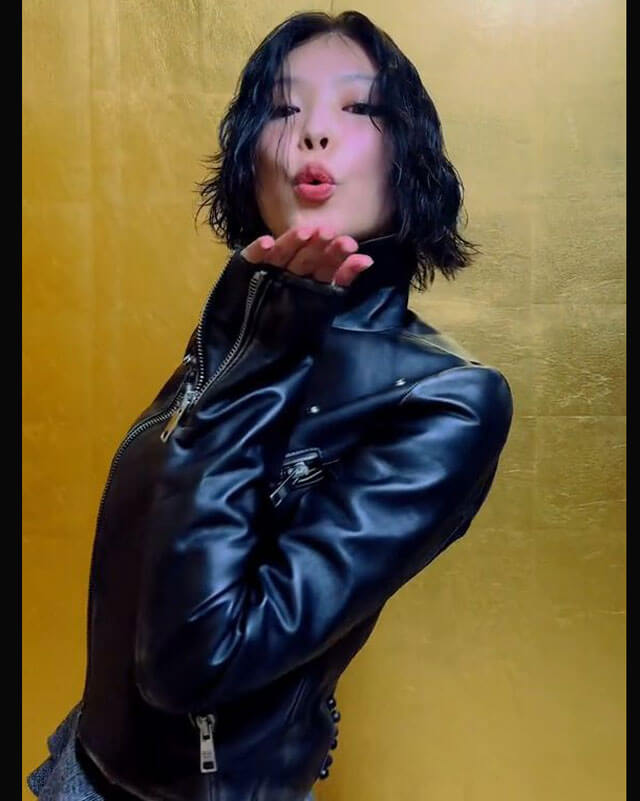 Blackpink Jennie Black Biker Leather Jacket