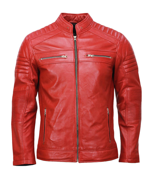 Cafe Racer Red Leather Jacket