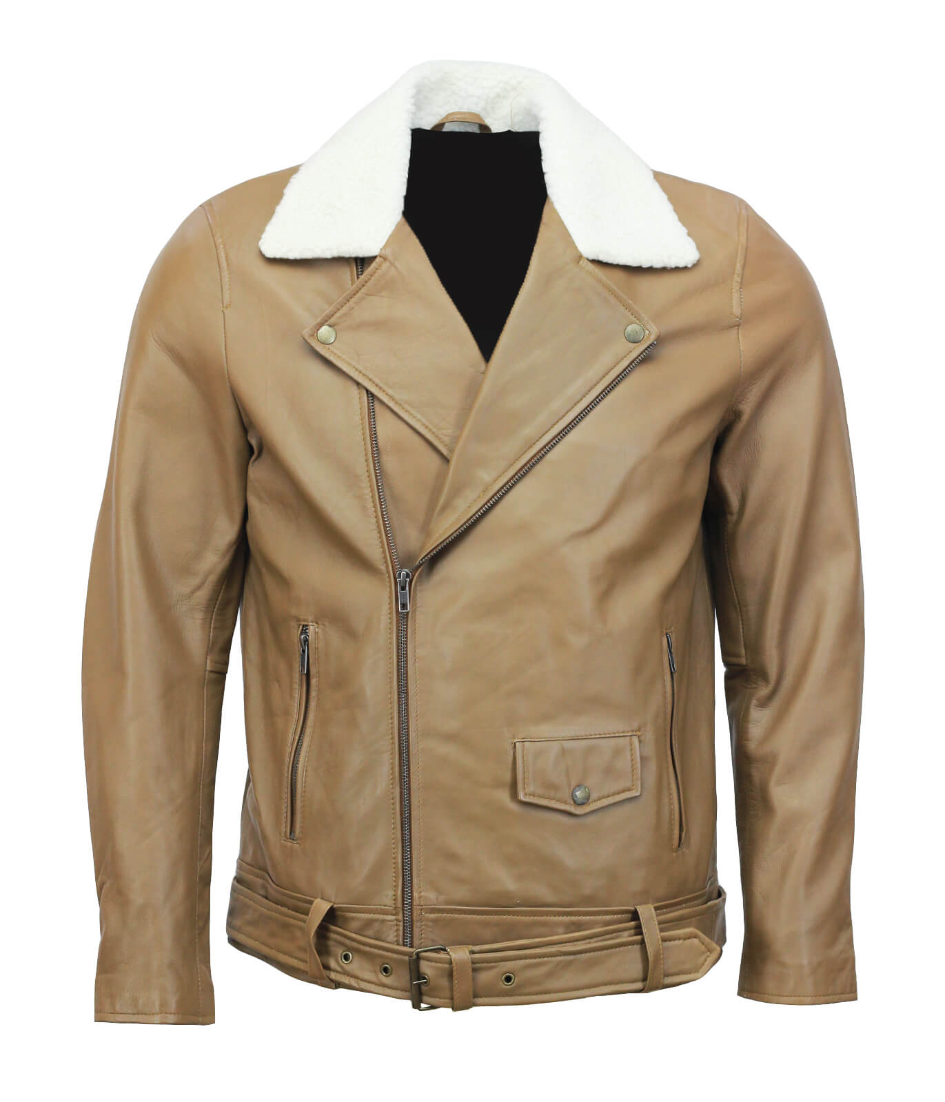 Camel jacket with fur collar best sale