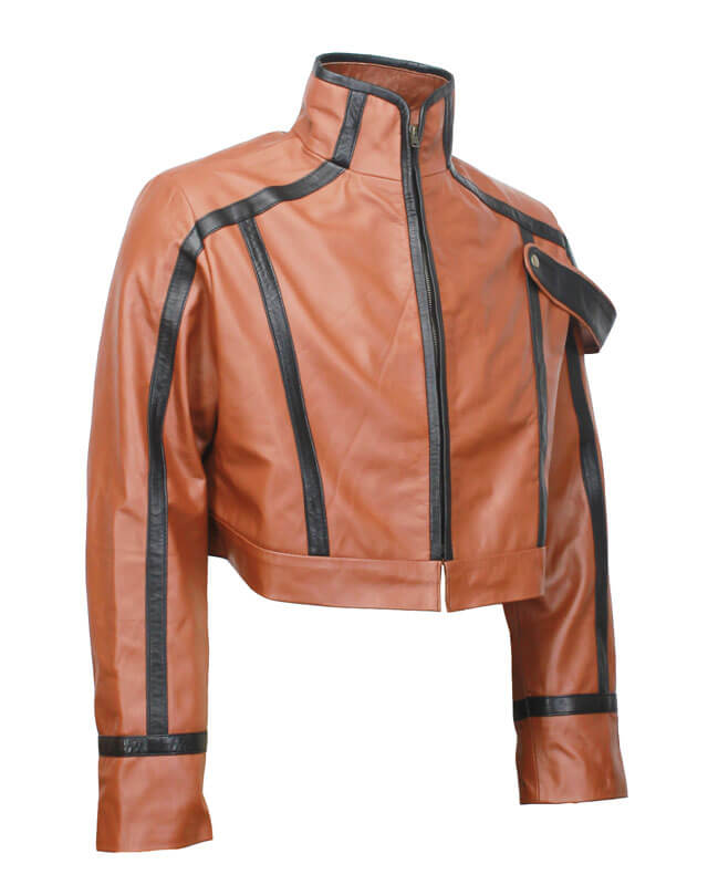 Code Geass Demon King Brown Cropped Leather Jacket