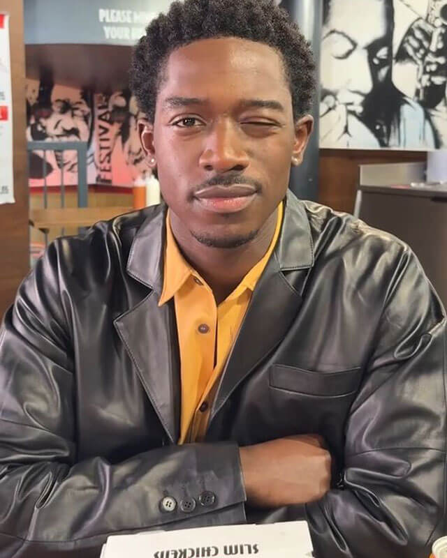 Damson Idris Black Leather Coat