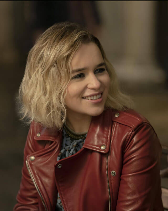 Emilia Clarke Last Christmas Red Biker Leather Jacket