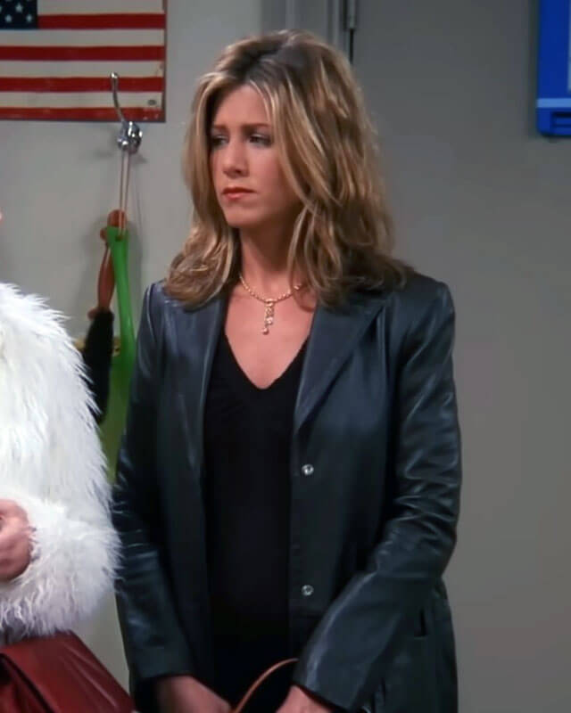 Friend Rachel Green Black Leather Long Coat