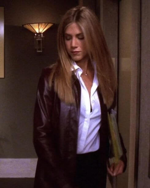Friends Rachel Maroon Leather Long Coat