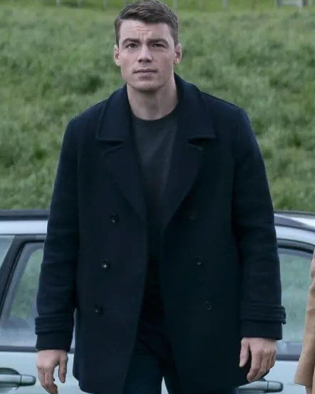 Gabriel Basso The Night Agent Peter Blue Wool Coat