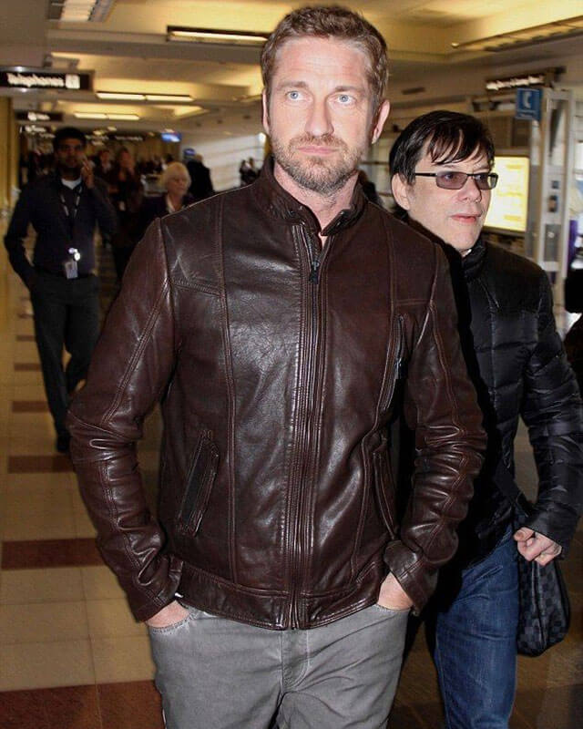 Gerard Butler Brown Biker Jacket
