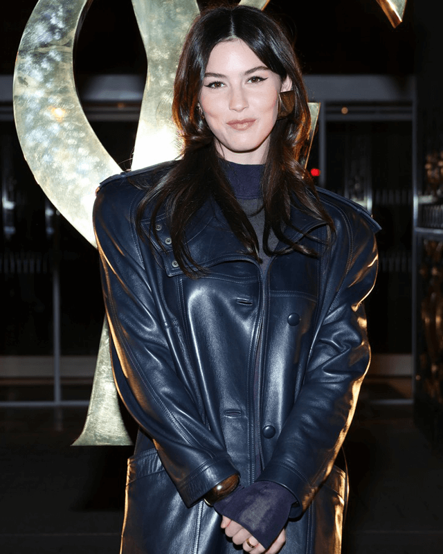 Gracie Abrams Long Leather Coat