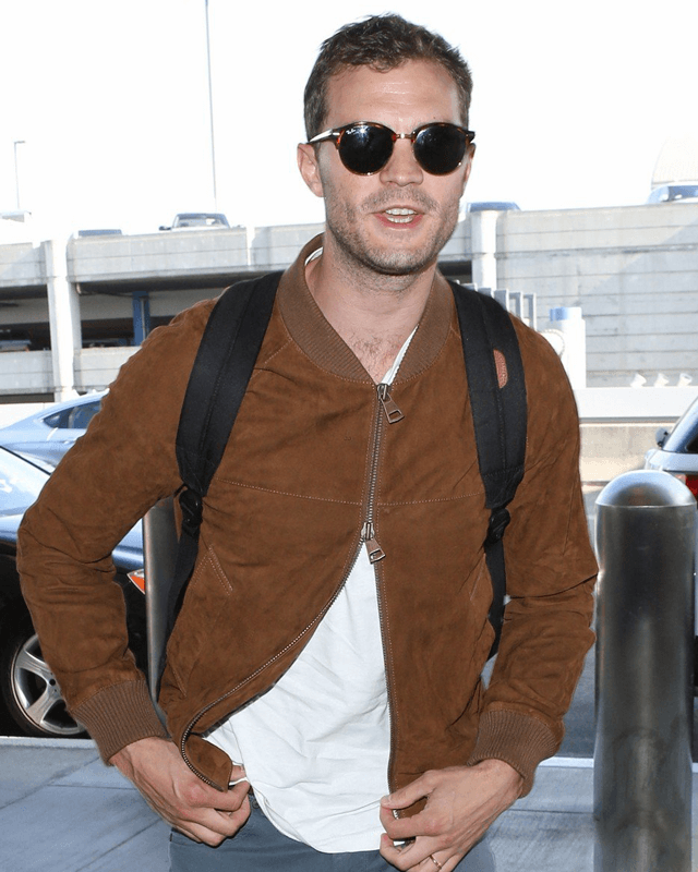 Jamie Dornan Brown Suede Bomber Jacket