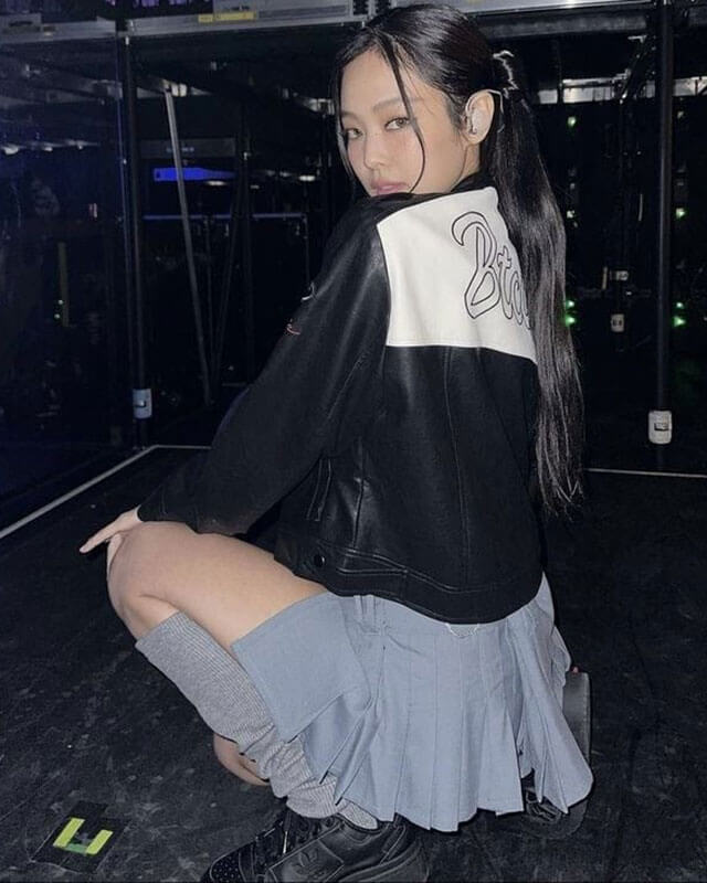 Jennie Kim Black Biker Leather Jacket