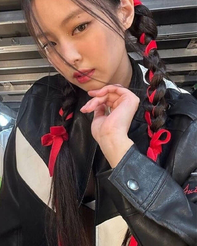 Jennie Kim On Stage Leather Jacket