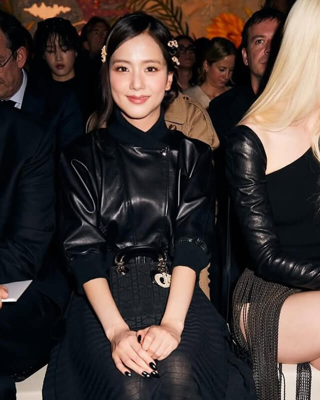 Jisoo Blackpink Cropped Black Leather Jacket