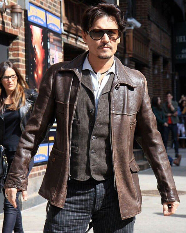 Johnny Depp Brown Leather Jacket