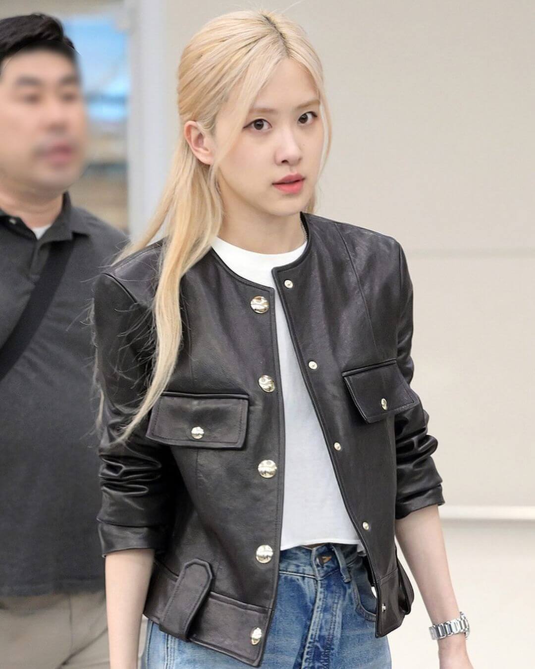 Kpop Fashion Blackpink Rose Black Collarless Jacket