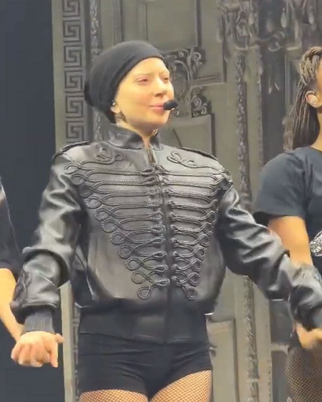 Lady Gaga 2025 Concert Black Leather Jacket – AlexGear