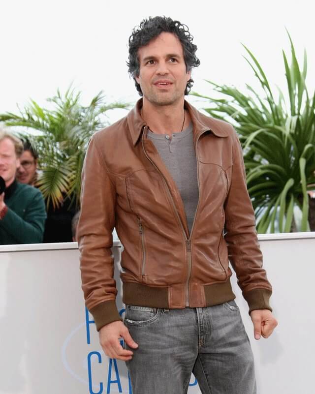 Mark Ruffalo Brown Bomber Leather Jacket