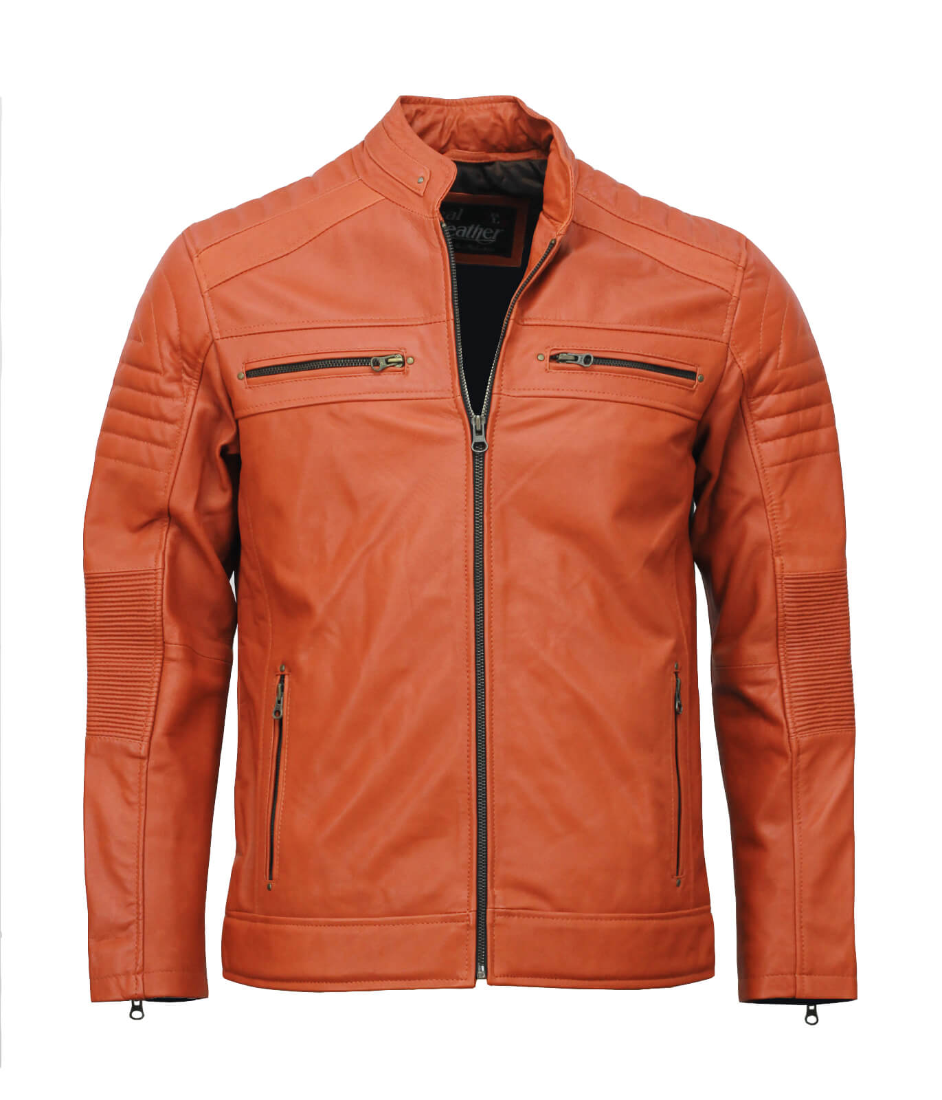 Cafe Racer Light Brown Biker Leather Jacket