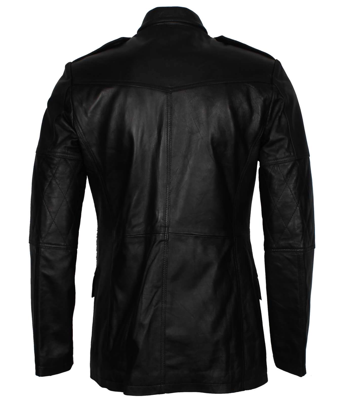 Men Military Officer Sheepskin Leather Coat