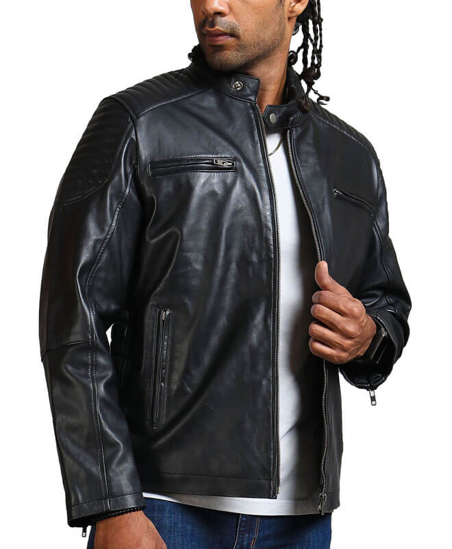Men Riding Skeleton Boda Biker Leather Jacket