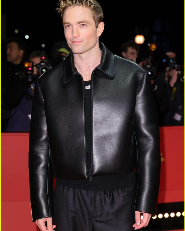 Mickey 17 Berlin Premiere Robert Pattinson Black Leather Jacket