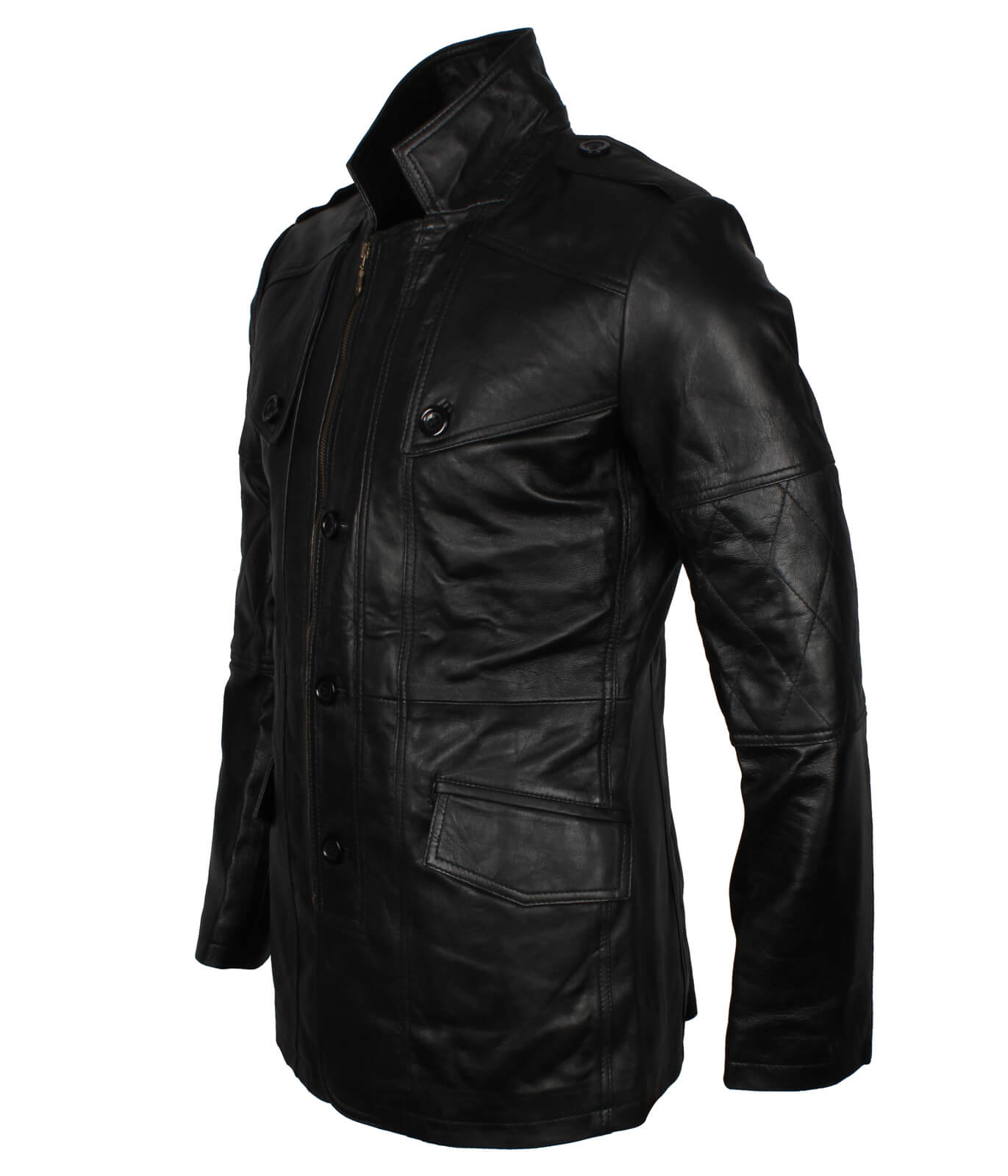 Military Officer Inspired Sheepskin Leather Coat
