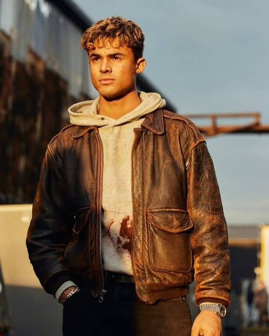 My Fault London Nick Distressed Leather Jacket