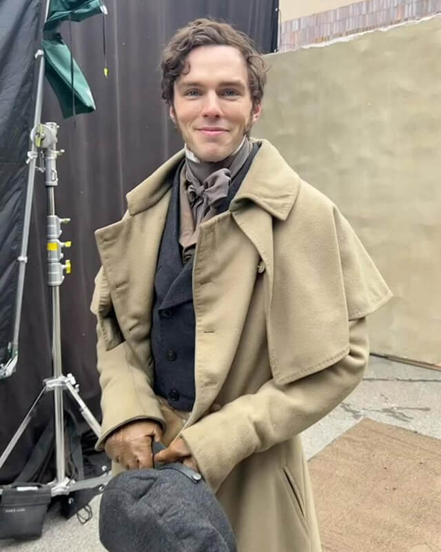 Nicholas Hoult Nosferatu Beige Coat Wool
