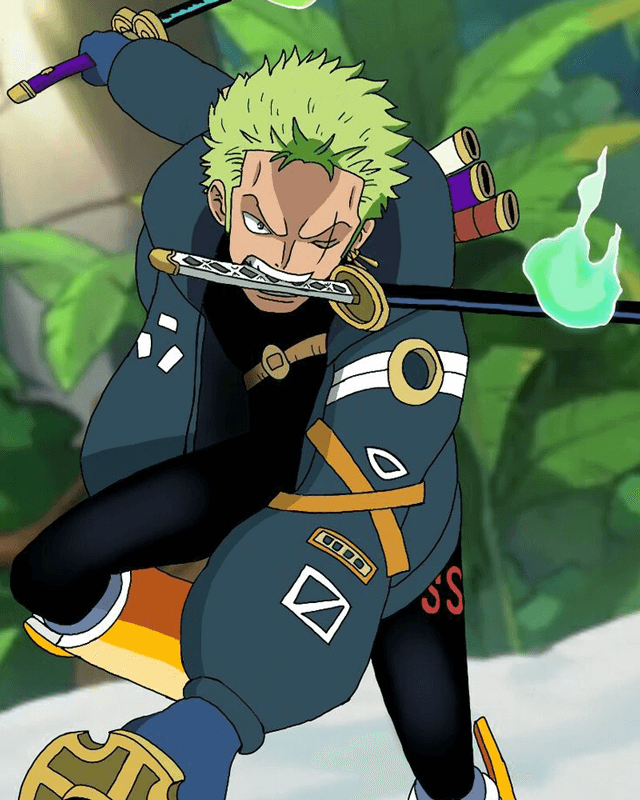 One Piece Zoro Egghead Blue Leather Jacket