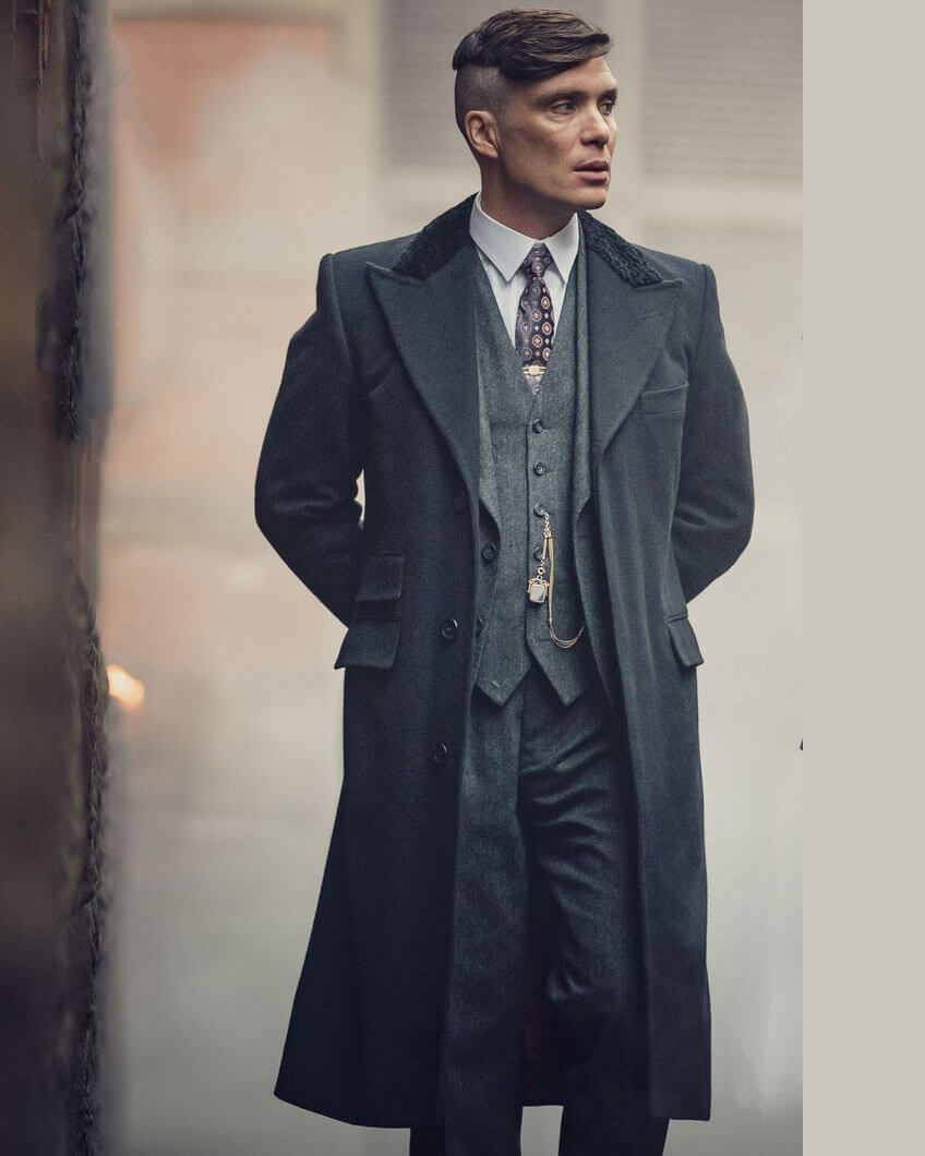 Peaky Blinders Tommy Shelby Grey Coat Fur Collar