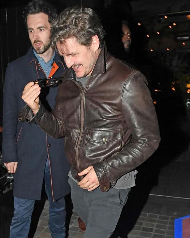 Pedro Pascal Brown Leather Jacket