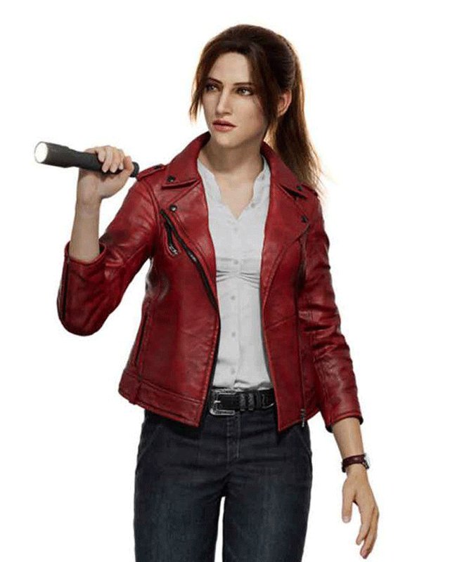 claire redfield motorcycle smile helmet Resident Evil: Infinite Darkness Claire Redfield Biker Jacket 3X-Large / Red