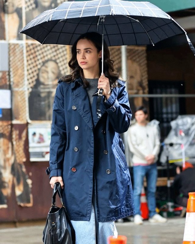 Sofia Carson The Life List Long Blue Coat