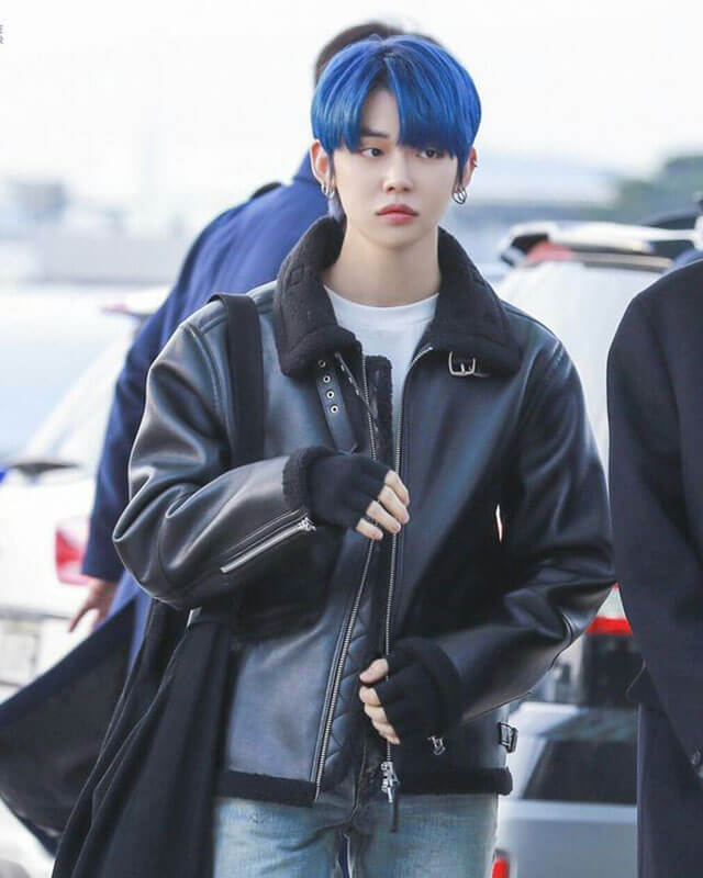 TXT Yeonjun Black Leather Jacket
