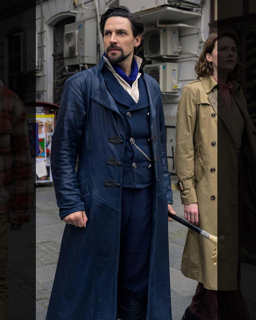 The Librarians The Next Chapter Vikram Chamberlain Blue Leather Coat