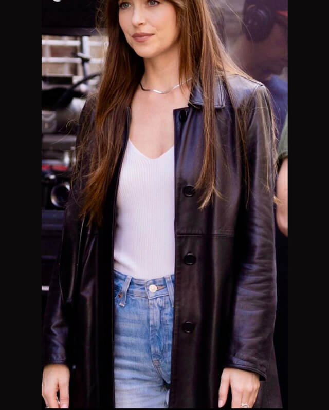 The Materialists Lucy Black Leather Coat