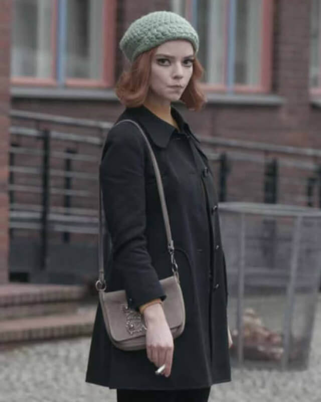 The Queen's Gambit Anya Taylor Joy Black Coat