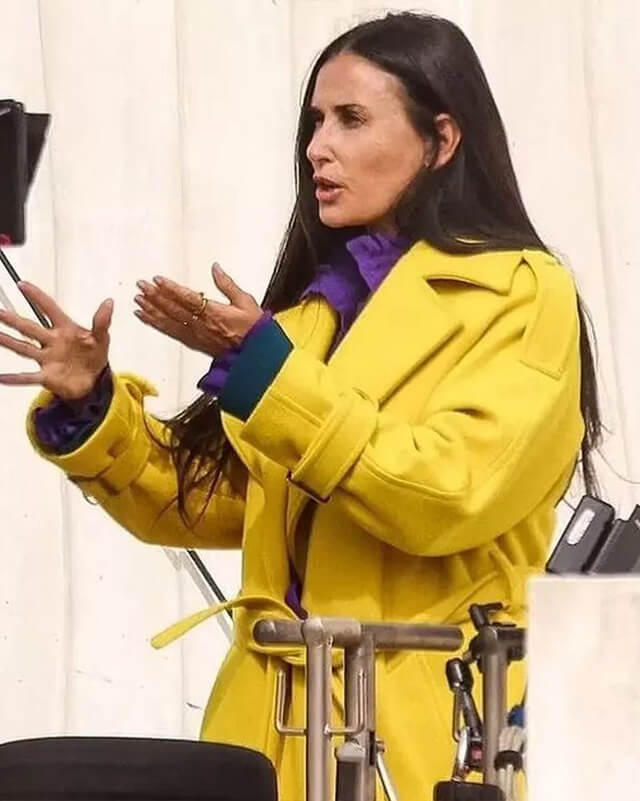 The Substance Demi Moore Yellow Long Coat