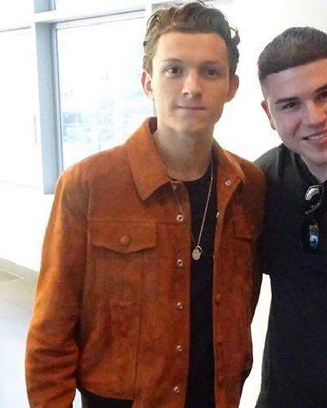 Tom Holland Bomber Brown Suede Jacket