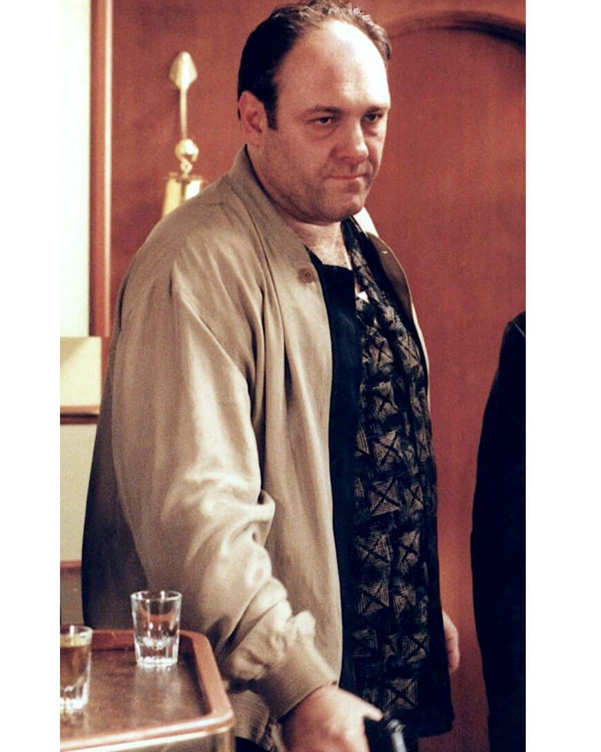 Tony Soprano Beige Bomber Cotton Jacket